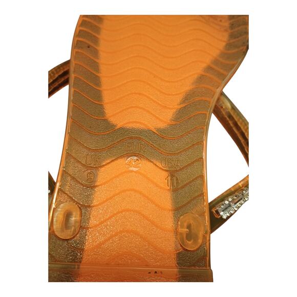 London Rag Orange Jelly Sandal Flip Flop Silver Gems Bowtie Women's Size 11 - Picture 8 of 10